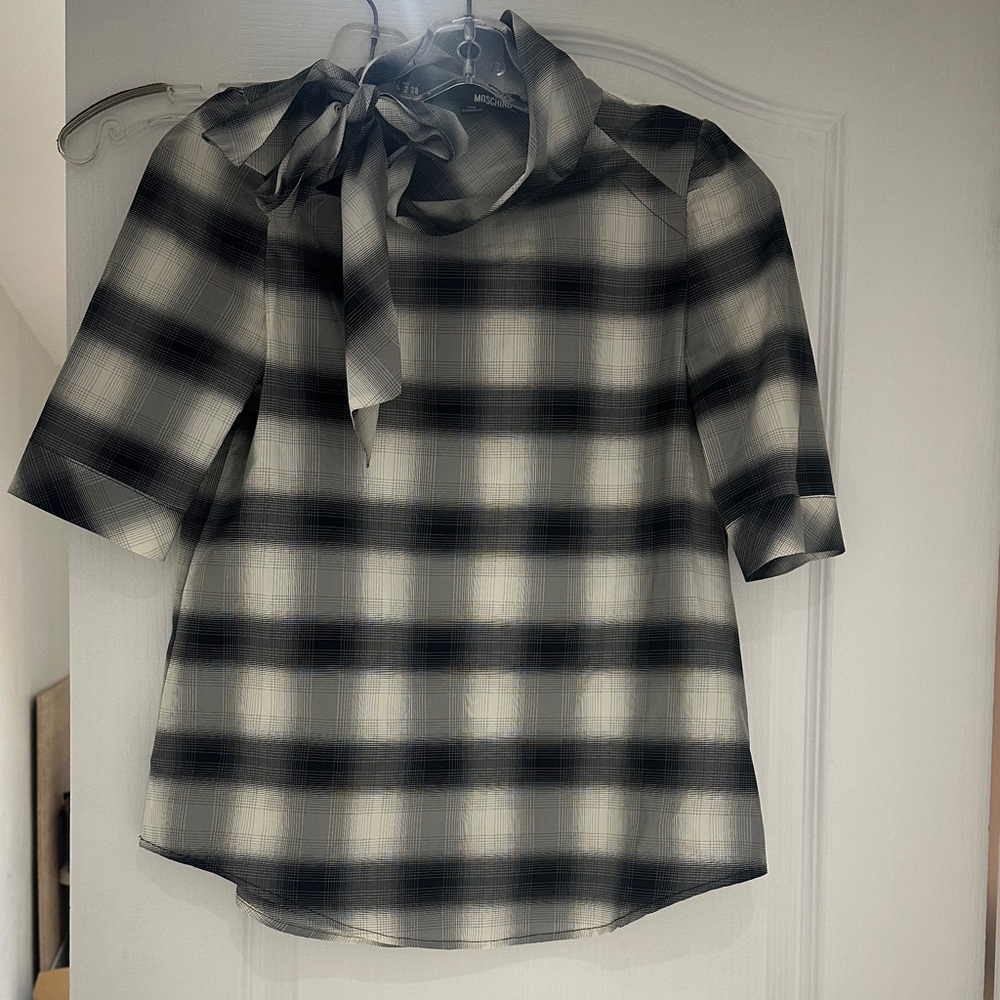 Love Moschino Plaid Black and White Blouse